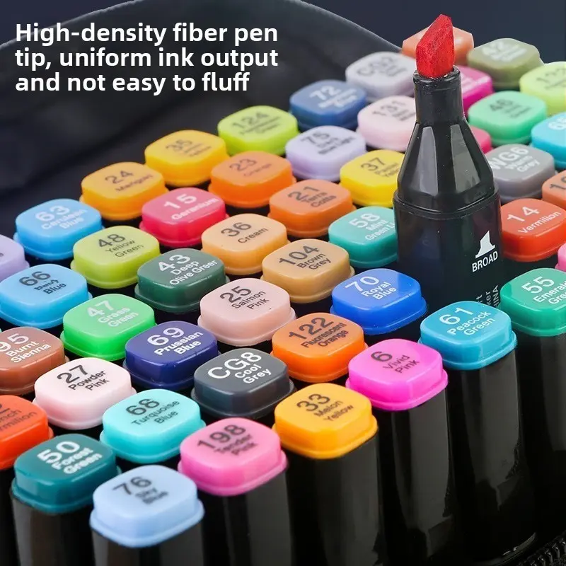 Multicolor Dual-Tip Oil-Based Marker Set, 48-80-120 Colors, Student Anime Hand Drawing Art Supplies, Fast-Drying Markers