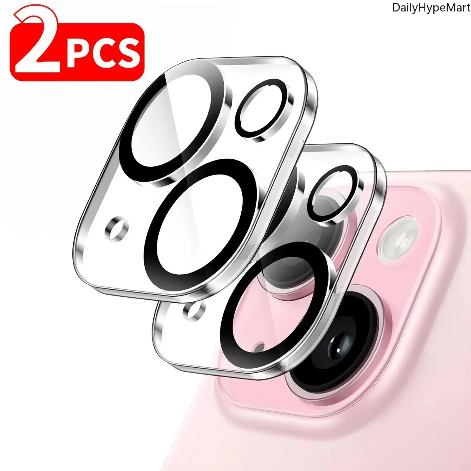 2 Pack HD Clear Anti-Scratch Tempered Glass Camera Lens Protector for iPhone Series