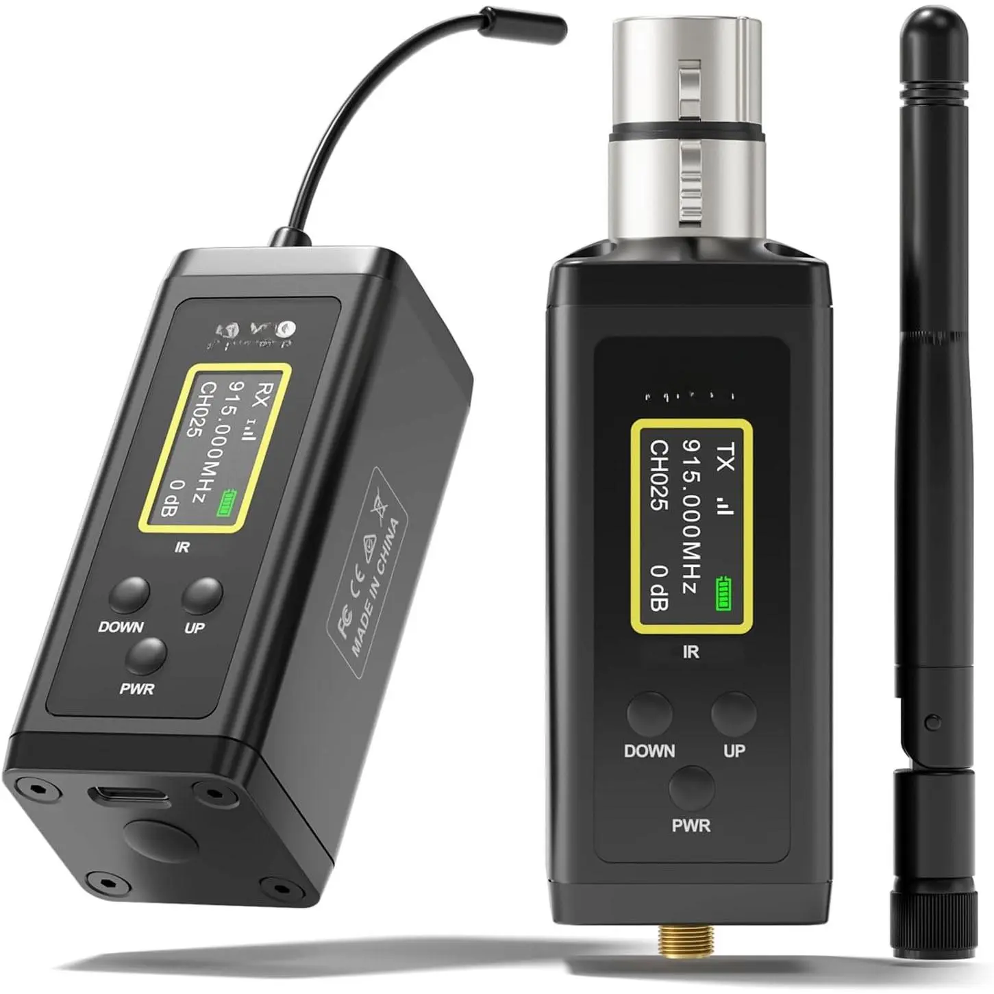 UHF  in Ear  System, 902-927 MHz, 50- IEM, 300ft Range with Antenna, Low Latency Transmitter & Beltpack Receiver for Stage, Church, Rehearsal, Live Performance - F10P
