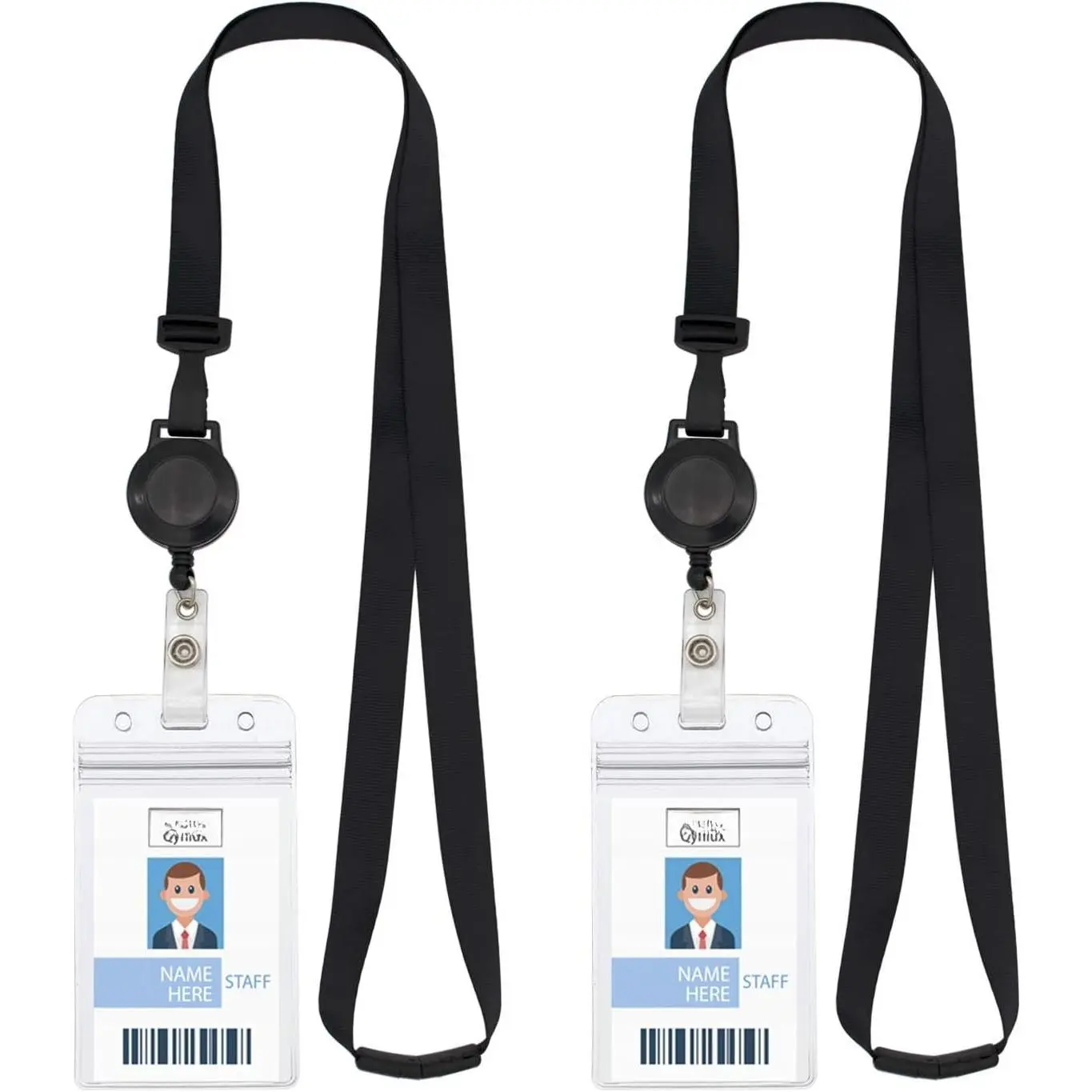 Retractable Safety Breakaway Lanyard  ID Holder,    Zip Card Holder, Safety Fastener and Adjustable Carabiner (Only Lanyard(2Pcs))