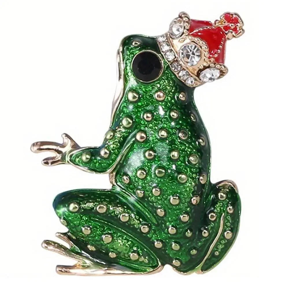 Cute Enamel Cartoon Frog Prince Brooch Creative Animal Pin Women's Versatile Fashion Jewelry Accessories