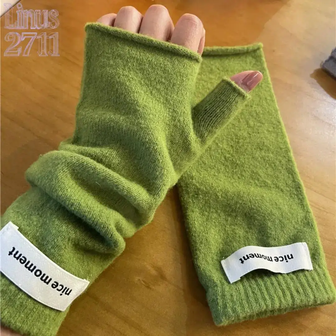Women's Seamless Knit Half-Finger Gloves - Korean Fashion Gloves, Autumn-Winter Cold-Hardy Imitation Cashmere Fashion Accessories, F-Tip, Flexible, Form-Fitting, F-Tip Women's Gloves