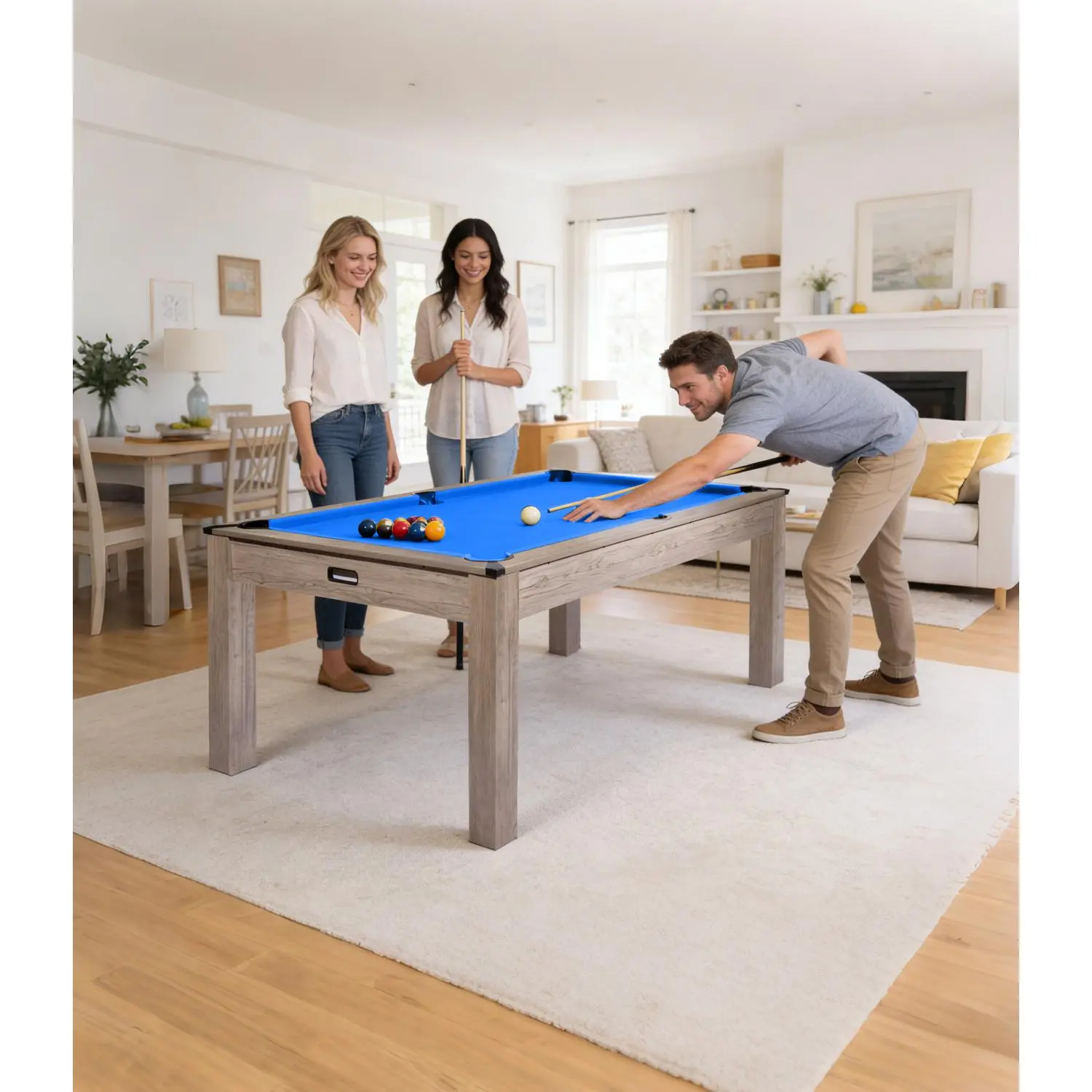 Professional 7ft Pool Table, Professional Pool Table Set for Adults, Billiard Table Set with Complete Accessories - Rustic Grey Game Table with Black Cloth,Ideal for Home Game Room & Parties