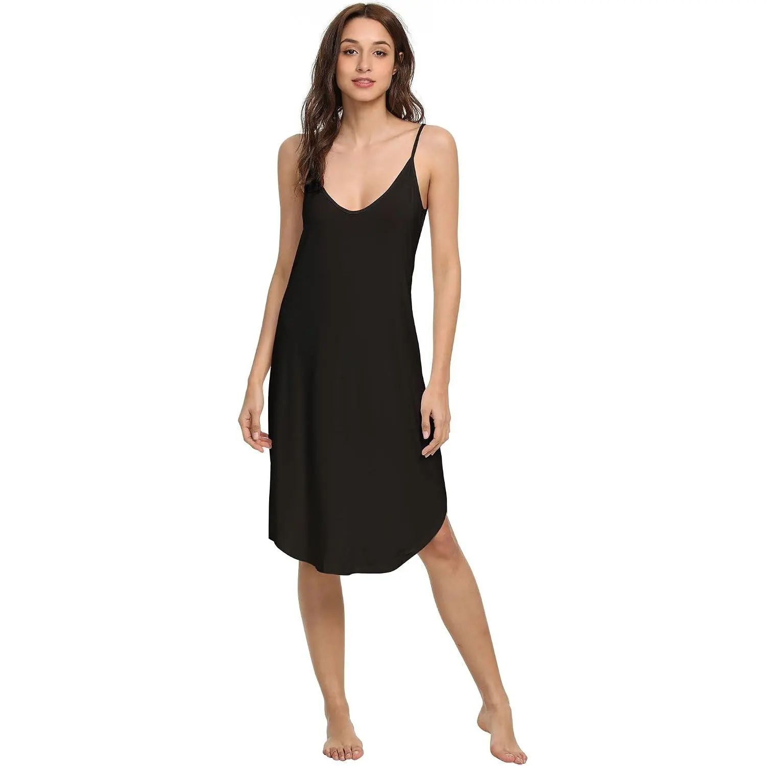 Women's Bamboo Viscose Full Slip Dress - Adjustable Spaghetti Straps Cami Slip for Under Dresses, Soft Comfortable Smooth Fit