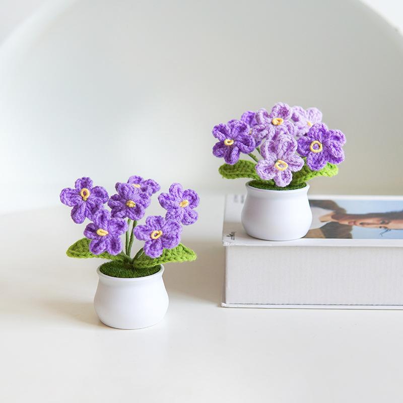 Cute Flower Design Crochet Plant (1 Count), Handmade Crochet Flower, Decorative Flower for Home Party Wedding, Artificial Flower Plant, Crochet Artificial Flowers, Artificial Flower Decoration, Flower Design Decorations