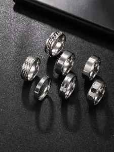 Cross-Border European and American Stainless Steel Jewelry, Engraved Roman Letters, Rotatable Chain Titanium Ring, Fashionable Accessory