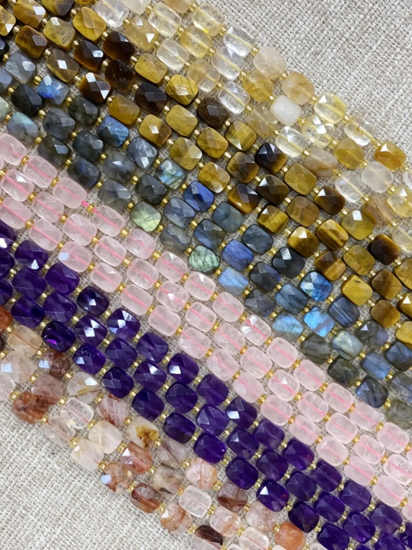 8x10mm Natural Stone Amethyst Labradorite, Blue Apatite Rose Quartz Lapis, Faceted Rectangle Loose DIY Jewelry Accessories