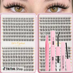 Natural Look Single Cluster False Lashes, D Curl Volume DIY Extension, Mixed Length, Non-Toxic, Dense Style, Enhances Fit and Density