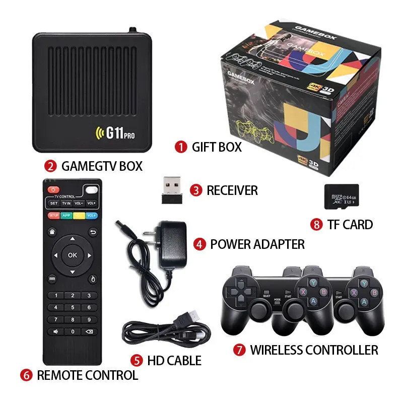 G11 PRO Dual System Smart TV Box, Android 9.0 & Emuelec, 4K HDMI, 60+ Emulators, Wireless PSP God of War