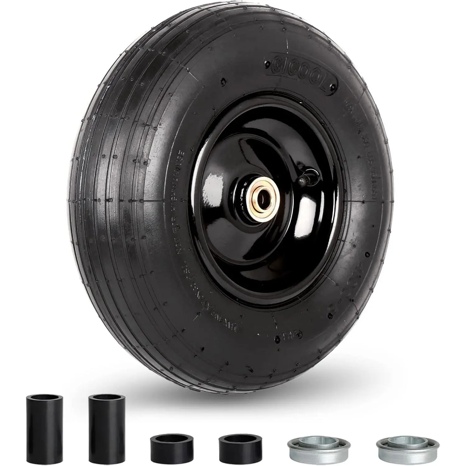 4.00-6 Tire and Wheel, 13" Wheelbarrow Pneumatic Tire, 5/8" & 3/4" Bearings, 1.75-6" Centered Hub,Sealed Bearings for Wheelbarrows Trolley Dolly Garden Wagon Cart Wheel Replacement