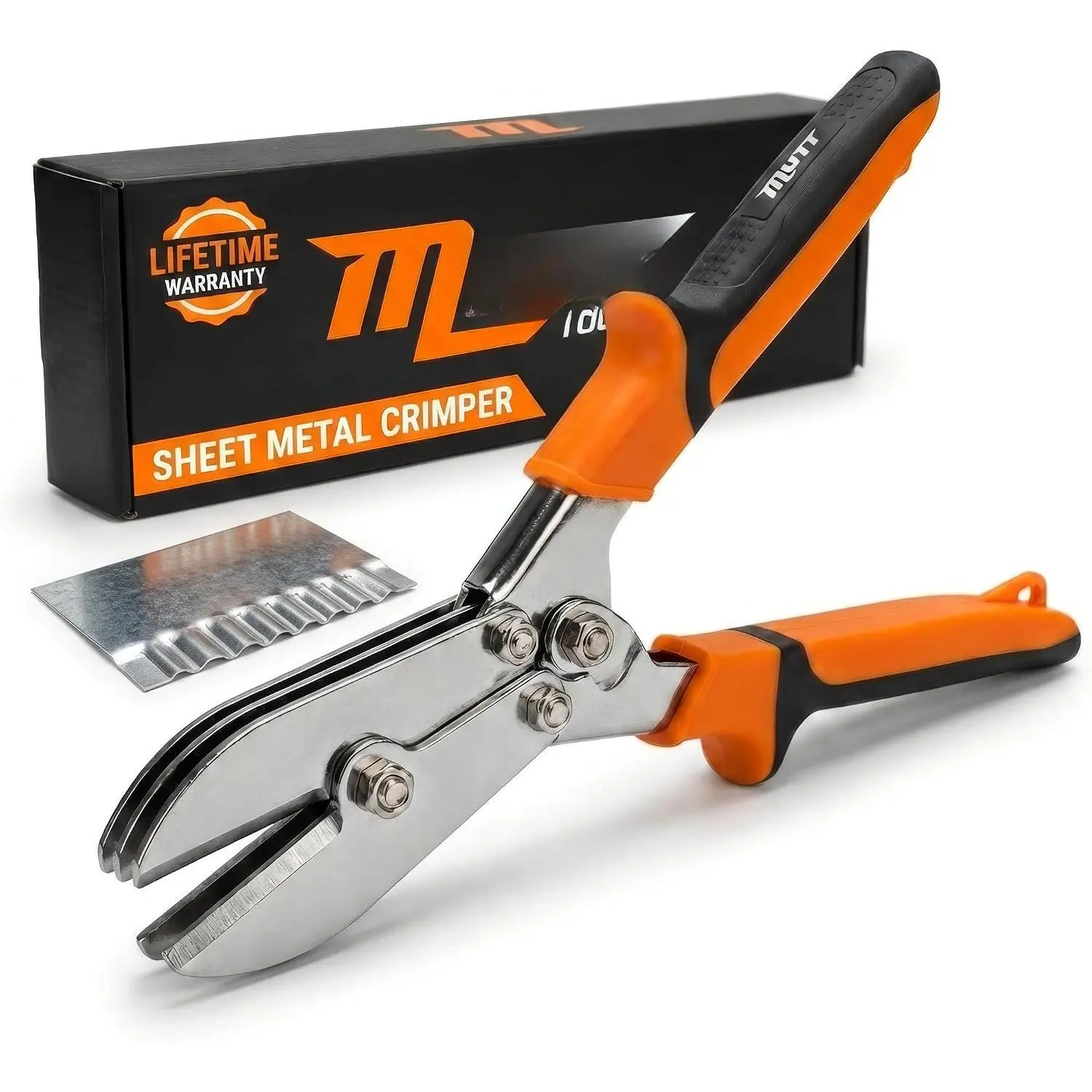 5  Sheet Metal  Tool with  Grip – Crimp 24ga Steel and 28ga Stainless – Gutter Crimping Tool for Downspouts, Stove Pipe, Sheet Metal and Duct Work