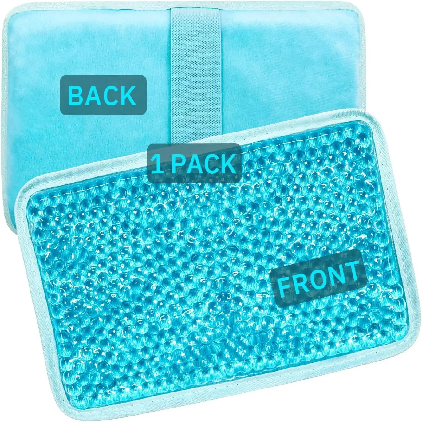 Reusable Gel Ice Pack with Strap, Cold Hot Compress for Knee Shoulder Foot Back Ankle Neck Hip Elbow Wisdom Tooth, 7.68''x4.92'', Blue