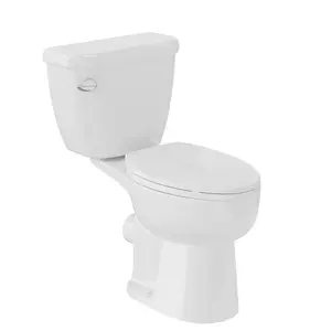 Rear Outlet Toilet 17 Inch ADA Comfort Height Two Piece Elongated Toilet with Rear Discharge Water Saving 1.28 GPF Flush and Soft Close Seat