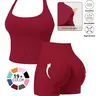 Seamless Workout Sets for Women, Halter Tank Top & Gym Scrunched Shorts Sports Set, Sporty Breathable Quick Drying Outfits for Yoga Gym Workout Running, Ladies Sportswear for Summer, Exercise Clothing Set #GLOBAL PICKS