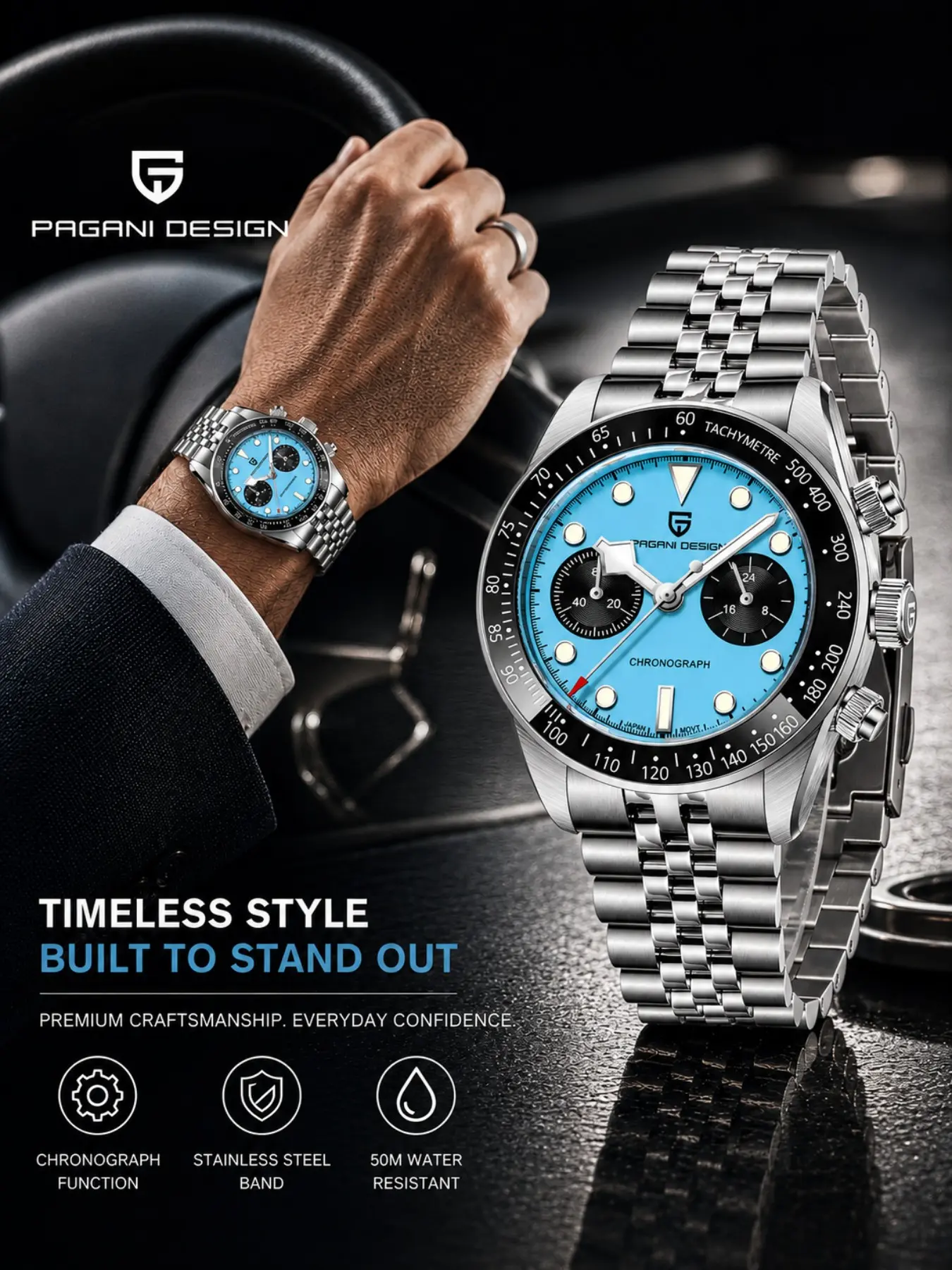 2026 new PAGANI DESIGN men's watches top brand luxury quartz watches Japan TMI VK34 quartz movement men's speed sports chronograph women's watch Sapphire mirror waterproof clock luminous men's gifts holiday party birthday gifts stainless steel watches