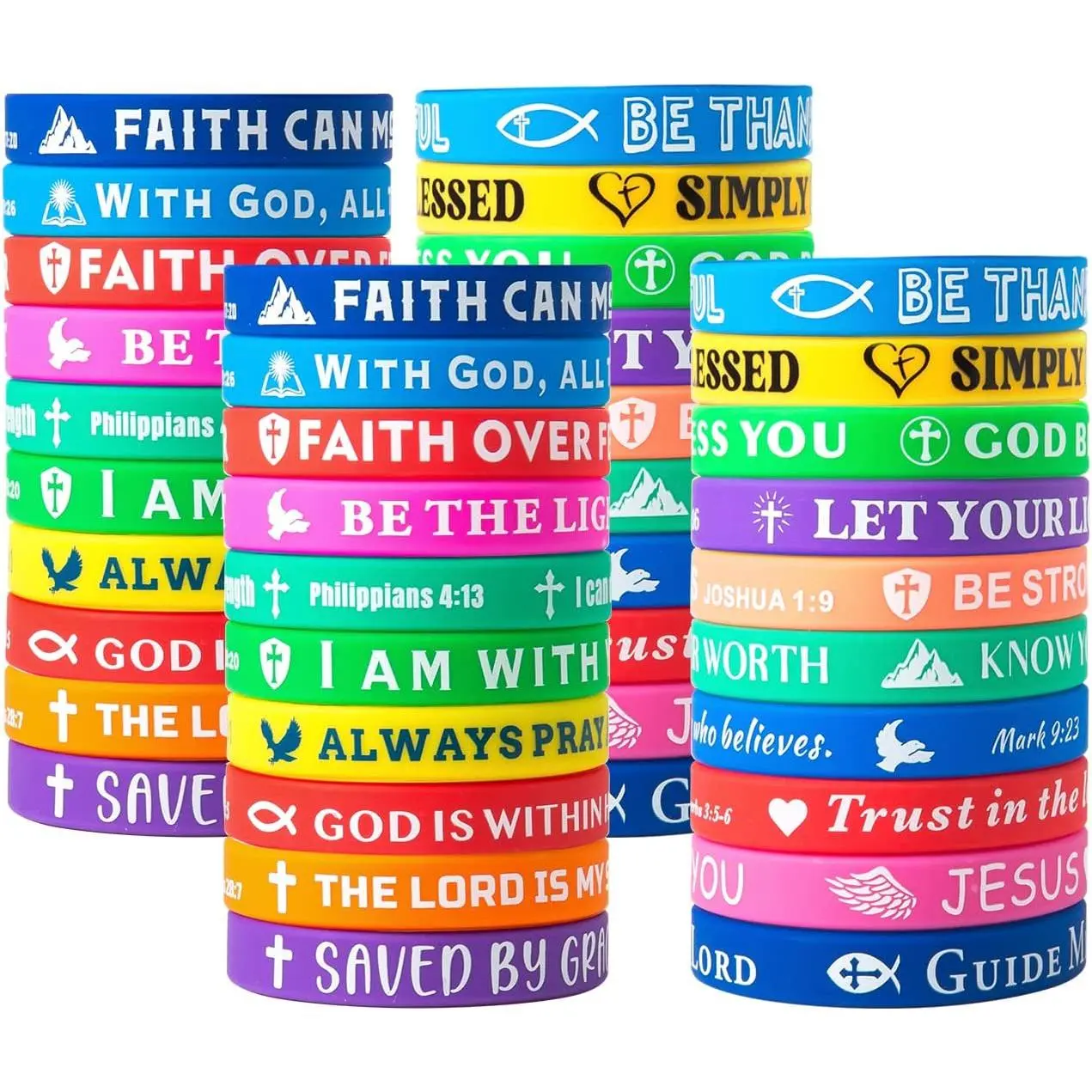 Bracelets Rubber Verse Bracelets Christian Wristbands | Inspirational  Wristbands Colored  Quote Rubber Wristbands for Women Men Teen Gifts, 20 Styles
