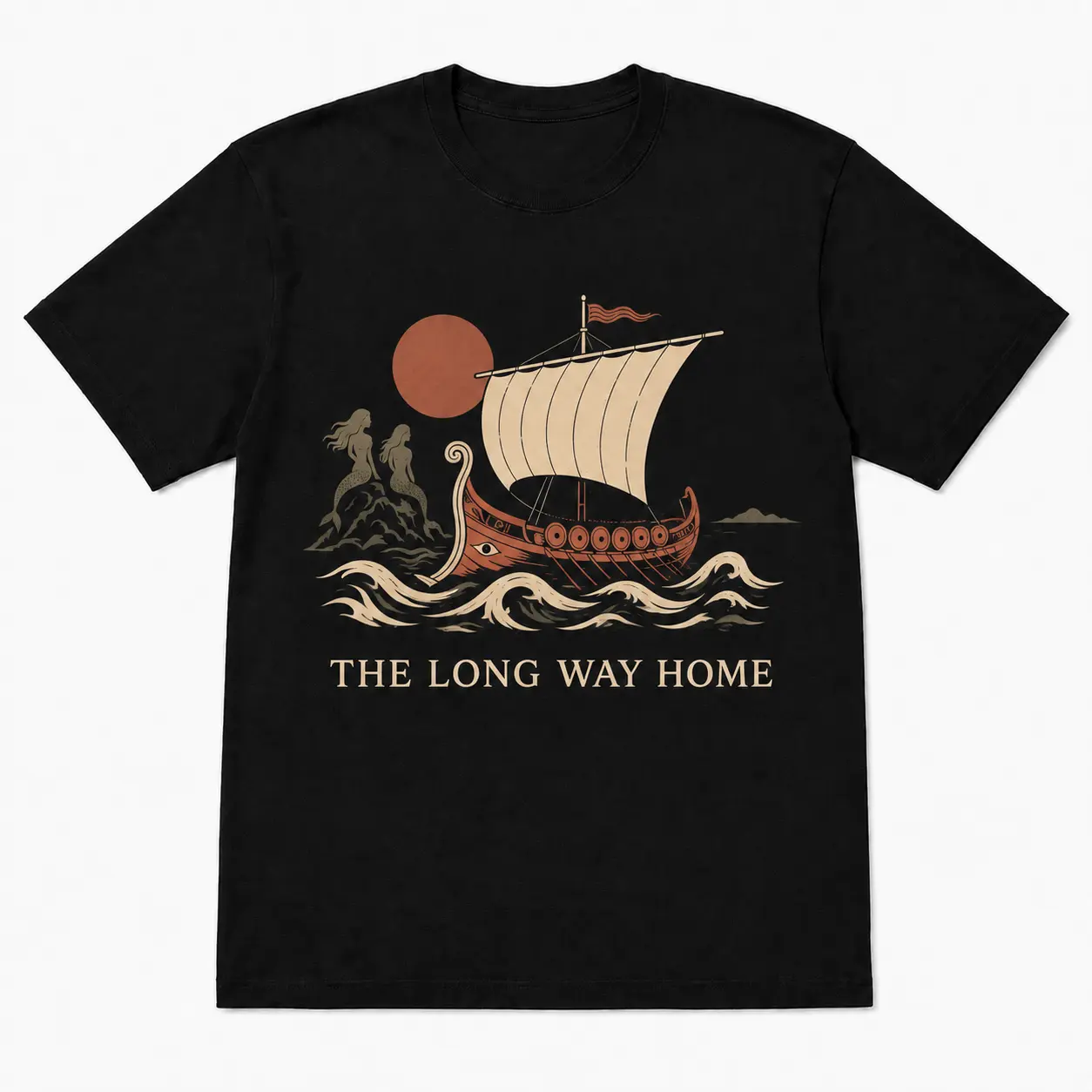 The Long Way Home T-Shirt, Odyssey Inspired Greek Mythology Graphic Tee, Odysseus Journey & Sirens Shirt for Classic Literature Lovers