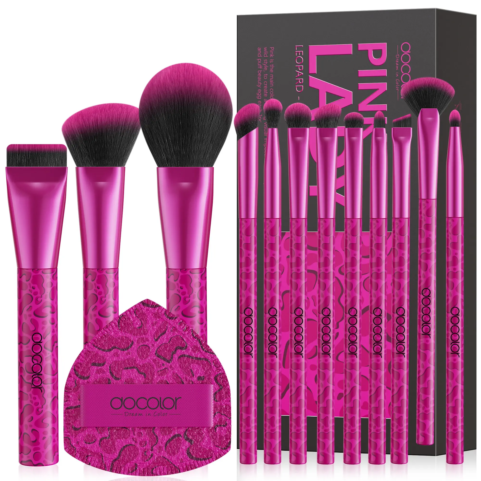 12-Piece Makeup Brush Set with Sponge and Powder Puff, All-in-One Face Makeup Brushes Set, Your Pro-Grade Beauty Companion, Complete Makeup Kit for Foundation, Concealer, Eyeshadow, Contouring, Professional Makeup Tools, The Perfect Gift for Beauty Lovers