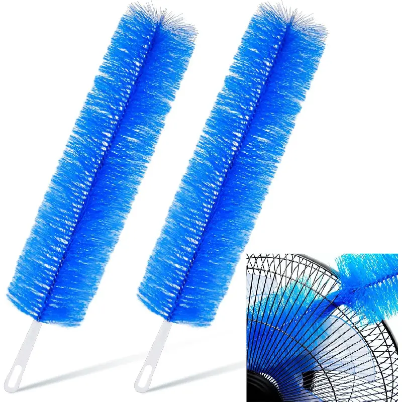 2 Pcs Fan Cleaning Brush Bendable Fan Duster Cleaner Reusable Cobweb Duster Microfiber Head Dirt Remover for Ceiling Fans Blades, Air Vents, Curtains, Cars, Shutters (Blue)