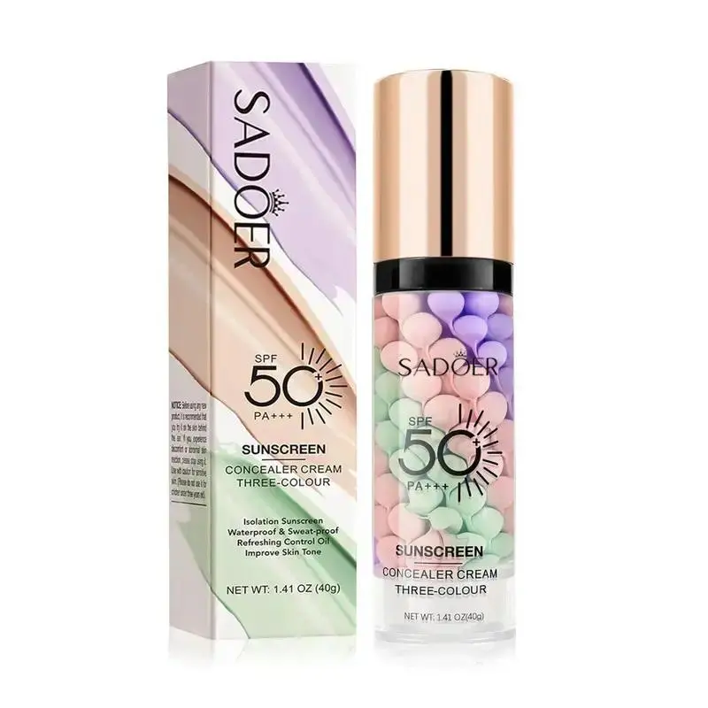 3-In-1 Color Correcting Primer SPF 50 UV, Brightening Glow Hydrating Moisturizing Oil Control Moisturizer Cream, Long-Lasting Makeup Base for Flawless Skin Tone Sunscreen Primer