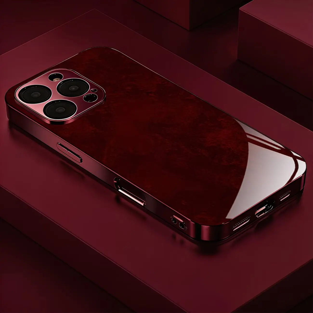 Dark wine red natural marble texture pattern Phone Case for Redmi Note 13 Pro 5G/Note 13 Pro 4G/Note 13 4G/Note 12 Pro 5G/Note 12 4G/Note 11 Pro 5G/Note 11 Pro/Note 11/Note 10 Pro/Note 10 5G/Note 10 4G Luxury wine red glass-textured phone case