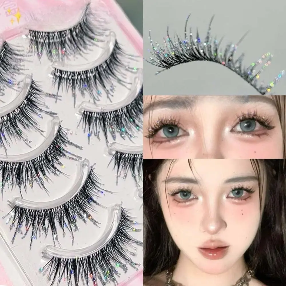Cold Glitter Diamond Strip False Eyelashes, Sparkling Star Fluffy Full Volume One-Piece Lashes, Glam Eye Makeup Lashes for Cos Photoshoot, Party & Studio Photography