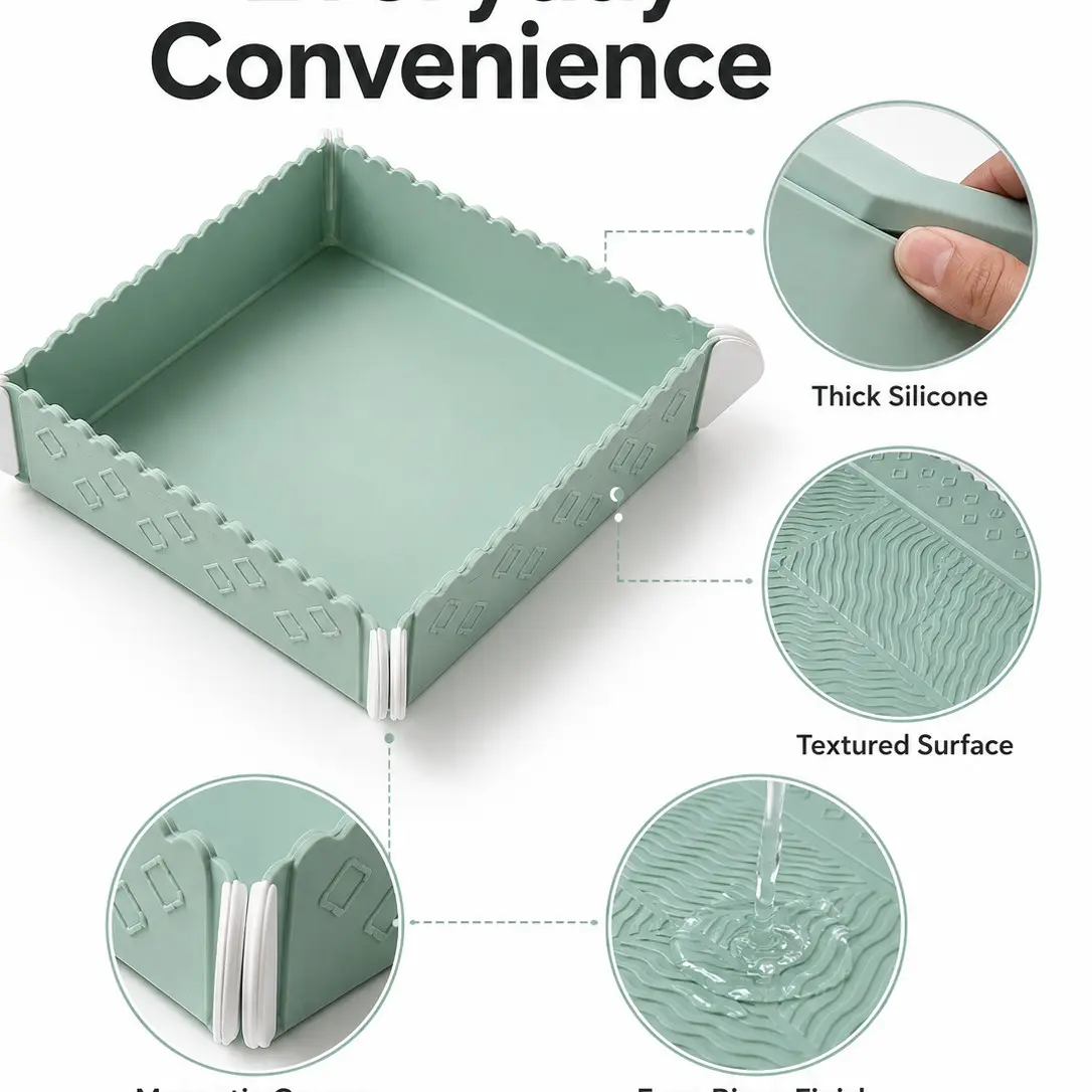 Foldable Silicone Heat Insulating Pad, Thickened Table Mat, Heat Resistant Placemat, Anti-Scald High-Temperature Resistant, Elegant Plate Bowl Protector
