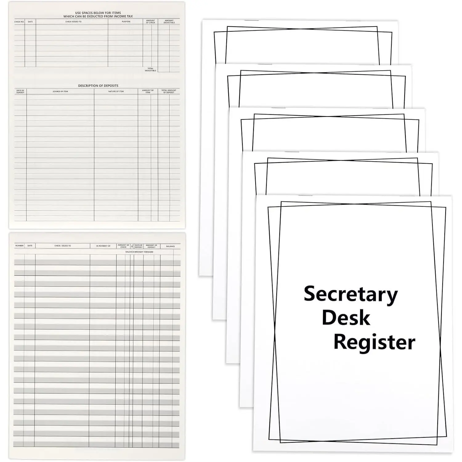 5 Pieces Checkbook Transaction Register 6.4 * 8.25inch Secretary Deskbook Check Register Check Desk Registers Executive Business Deskbook for Office