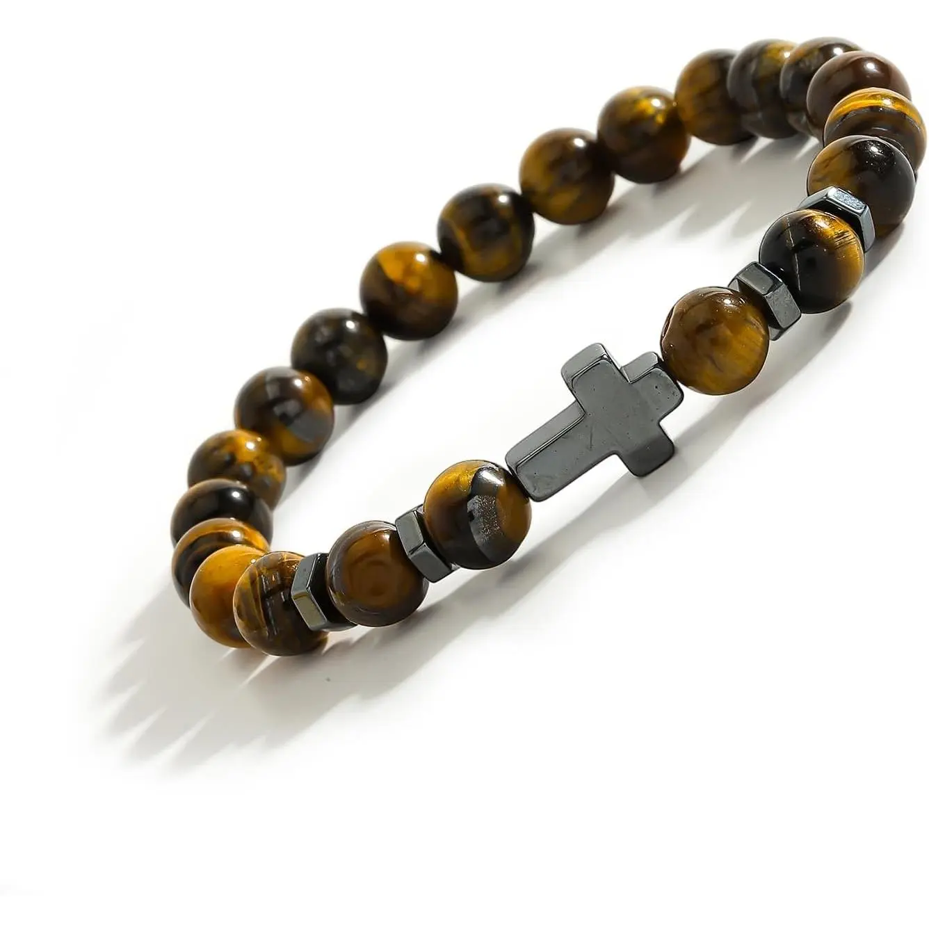 Beaded Stone  Stretch Bracelet for Men Women, Catholic Rosary Bracelet  , Adjustable Elastic  Stone Bracelets