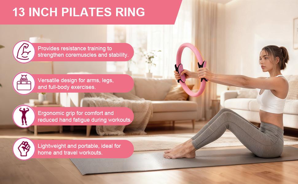 Home Pilates Kit for Women - 14 Pcs Pilates Equipment Set with Pilates Ring and Ball, 5 Resistance Bands Etc Accessories for Beginners Home Workouts - Includes Workout Guide