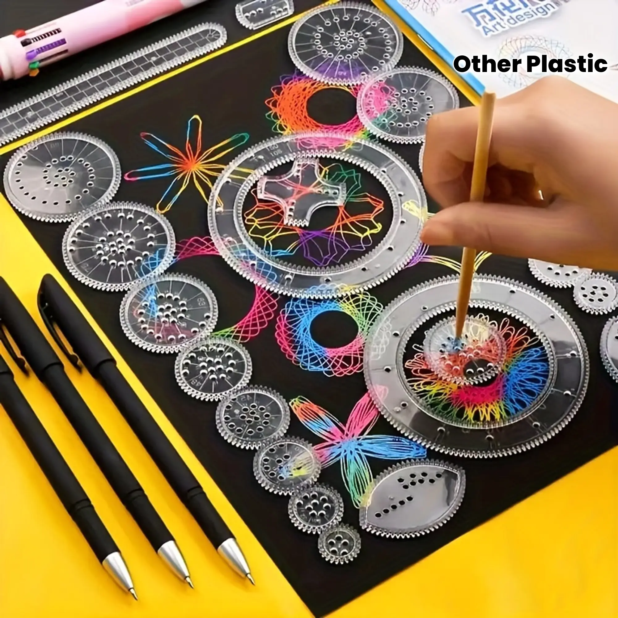 23-Piece Rainbow Scratch Art Notebook Set 🎨✏️ - Includes 22 Spiral Geometric Stencils + 1 Drawing Plastic Stencil & Ruler, Black Friday Deal: Ideal for Kids’ Creative Art & Craft