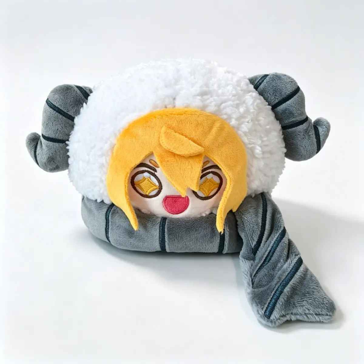Limbus Company Don Quixote Mochi Plush Toy, Soft Fluffy Sheep Horn Stuffed Pillow, Cute Game Character Collectible Doll for Project Moon Fans, Cute Stuffies