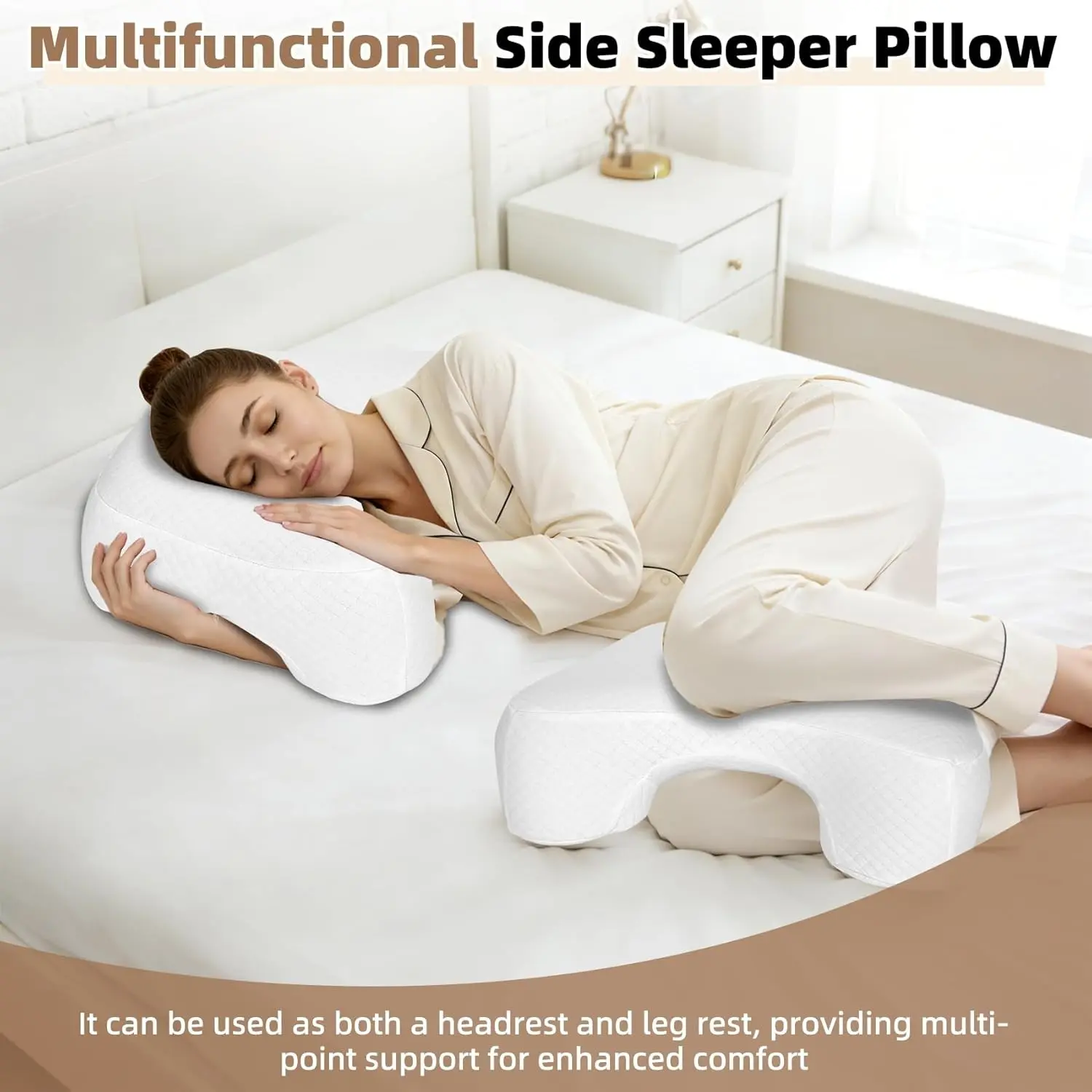 Slow Rebound Memory Foam U-Shape Support Pillow, Multi-Functional Side Sleeping Pillow, Head Neck Knee Rest Pillow for Various Scenes