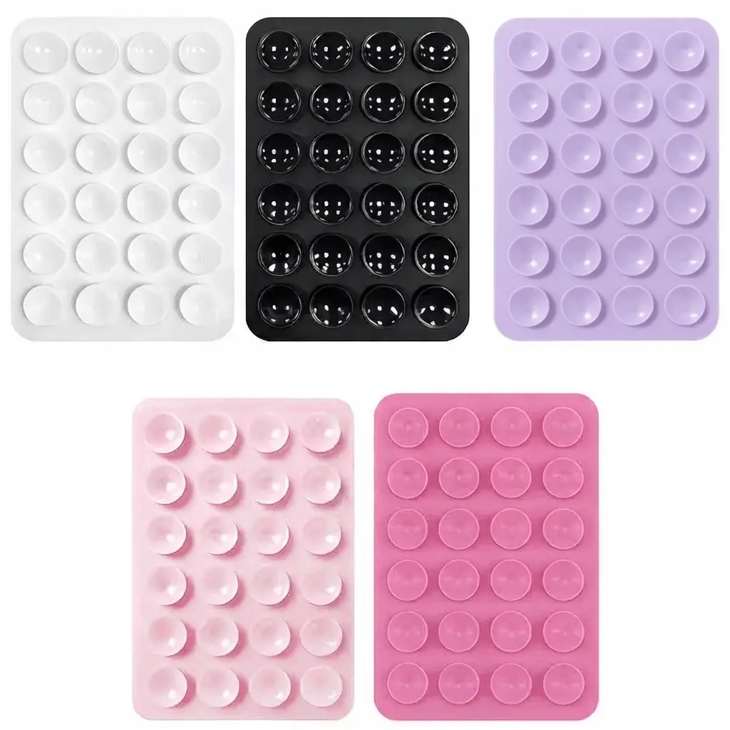 5 Pack Silicone Suction Cup Phone Mount Sticker Strong Adhesion Reusable Washable Stick on Phone Grip Holder Compatible with All Phones Smooth Surfaces