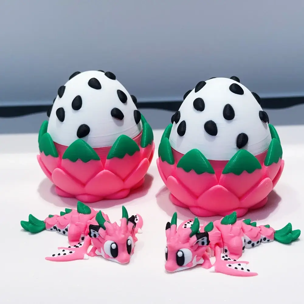 3D Printed Dragon Fruit Dragon & Egg Ornaments | Cute Desktop Decor | Unique Holiday Gift