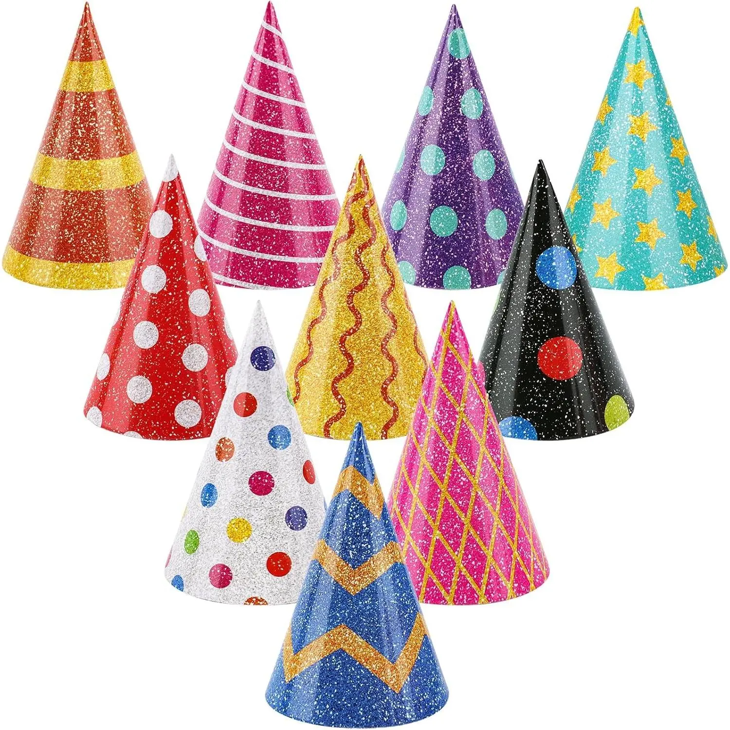 10 Pcs Mini Paper Cone Tiny Birthday Hats for Stuffed Animals Pet Dogs Cats, Birthday Baby Shower Party Decorations Supplies Accessories