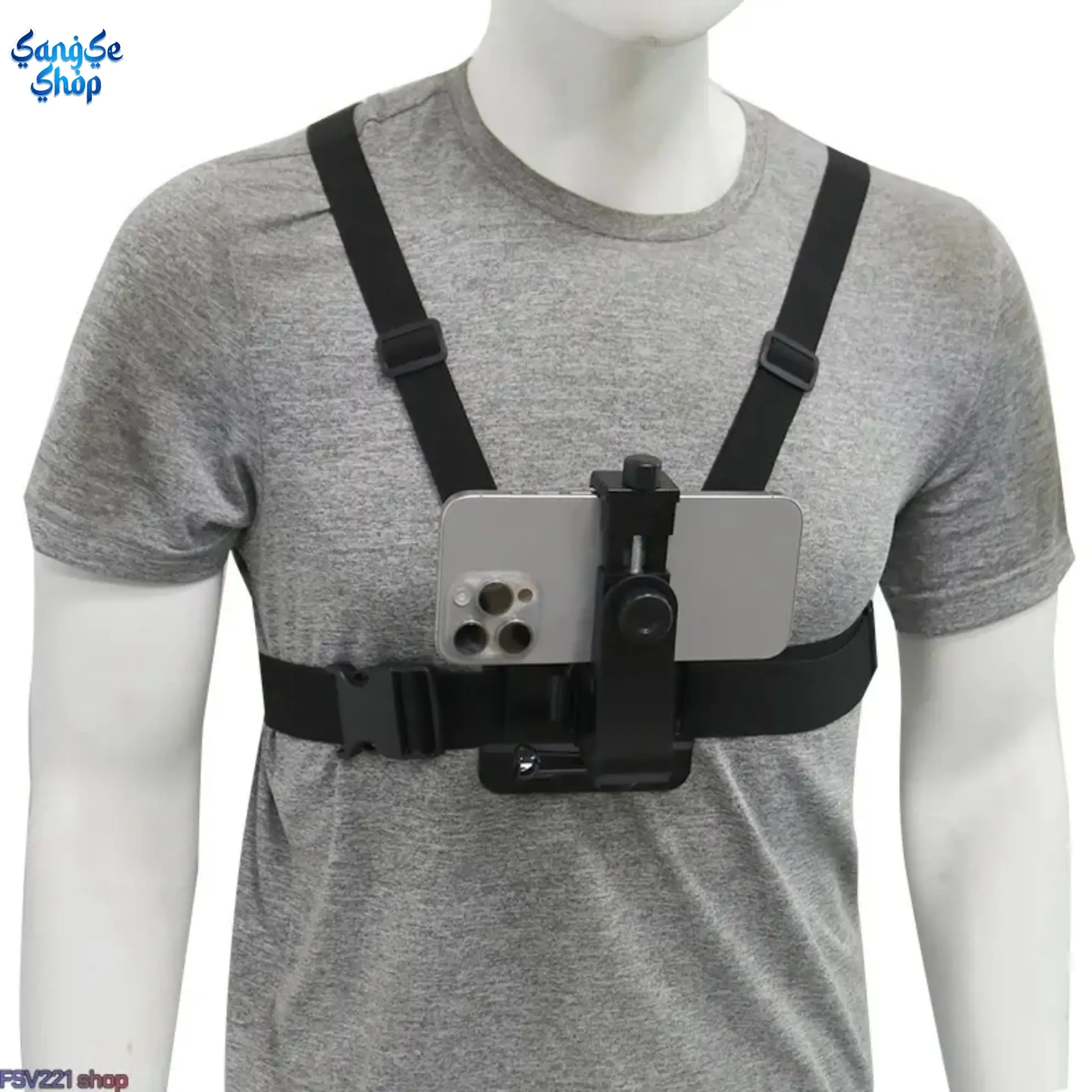 Phone Chest Mount Harness for POV Recording, Hands-Free Adjustable Chest Strap Mount for Smartphones & Action Cameras, Anti-Slip Stable Body Harness Mount for Vlogging, Cycling, Hiking, Travel & Outdoor Sports First-Person Video Shooting