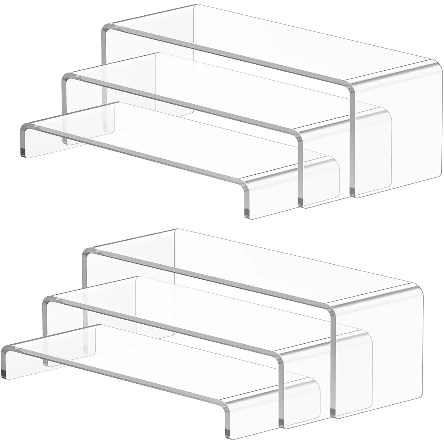 6 Pcs Acrylic Display Risers (7" L~8" L), Perfume Shelf Organizer