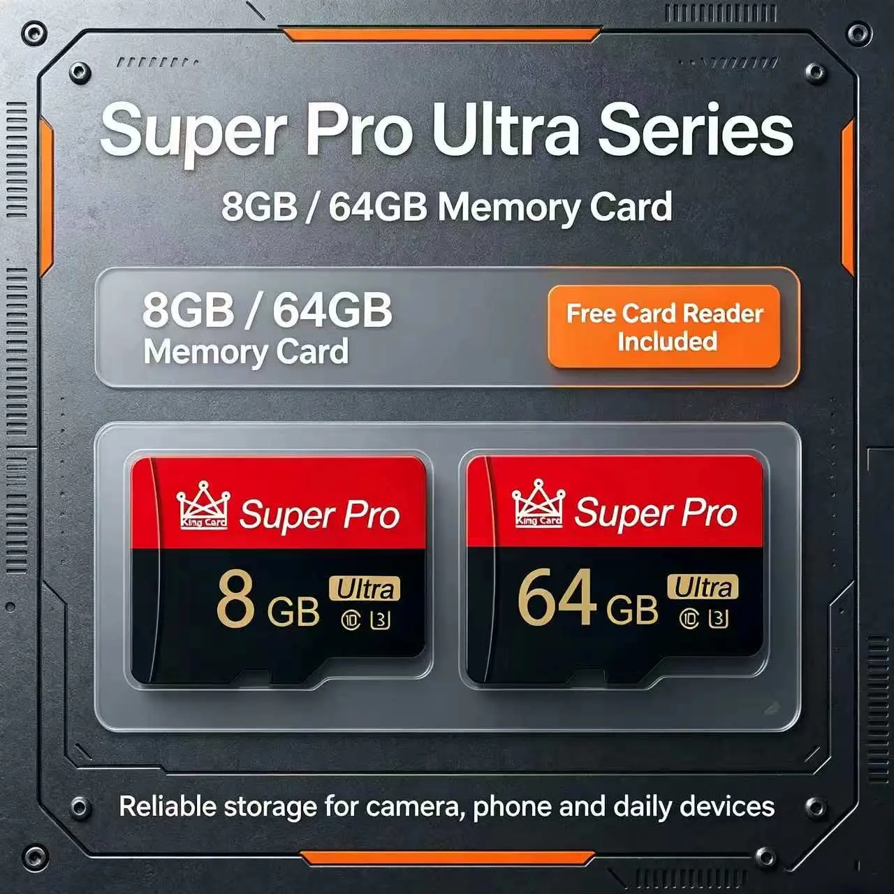 64GB SD Memory Card for PC, Dash Cam, Mobile Phone, Car Audio, Surveillance Camera, Durable Shockproof Storage Card with Adapter