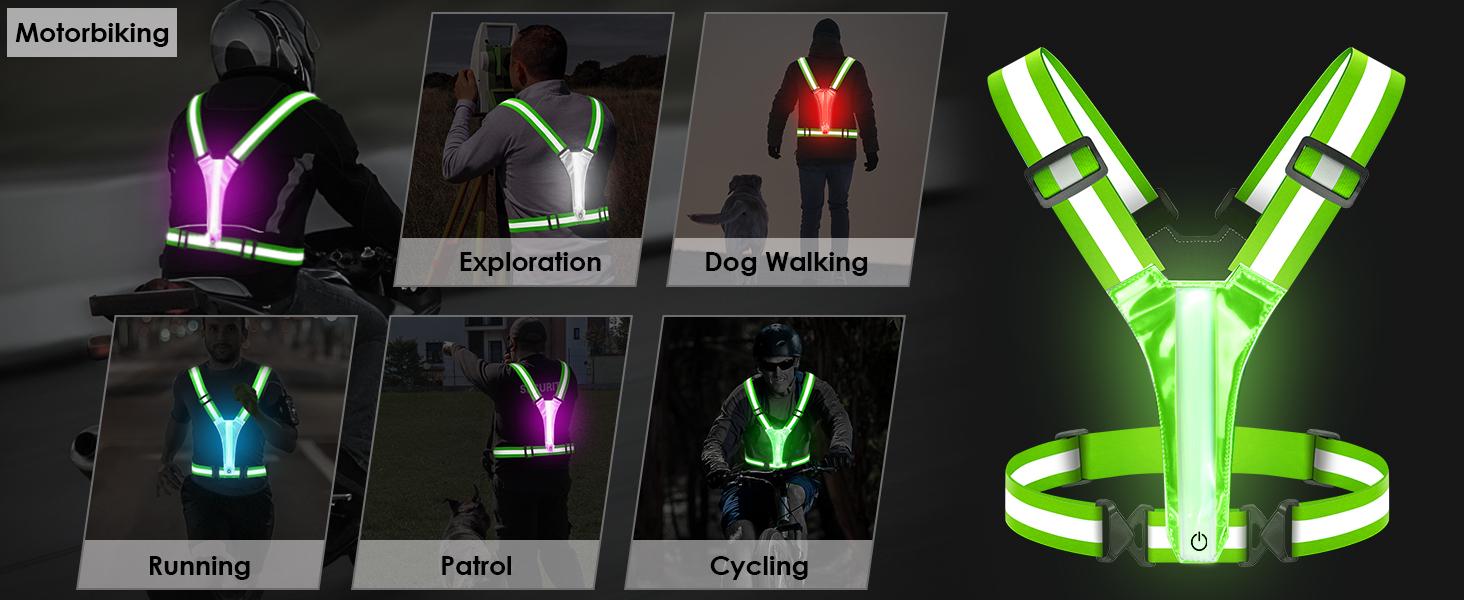 LED Reflective Vest, 5 Light Colors High Visibility Rechargeable Light Up Running Vest For Walking, Running, Cycling, Adjustable For Men, Women, Kids LED Reflective Vest, 5 Light Colors High Visibility Rechargeable Light Up Running Vest For Walking, Running, Cycling, Adjustable For Men, Women, Kids