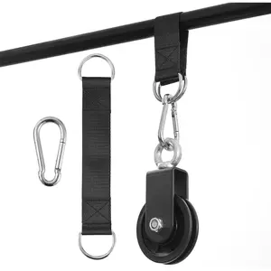 90mm Gym Pulley System Pulley Wheel with 2  Strap Carabiner, Fitness Swivel Pulley Wheel for DIY  LAT Pulldown and Lift  Machine