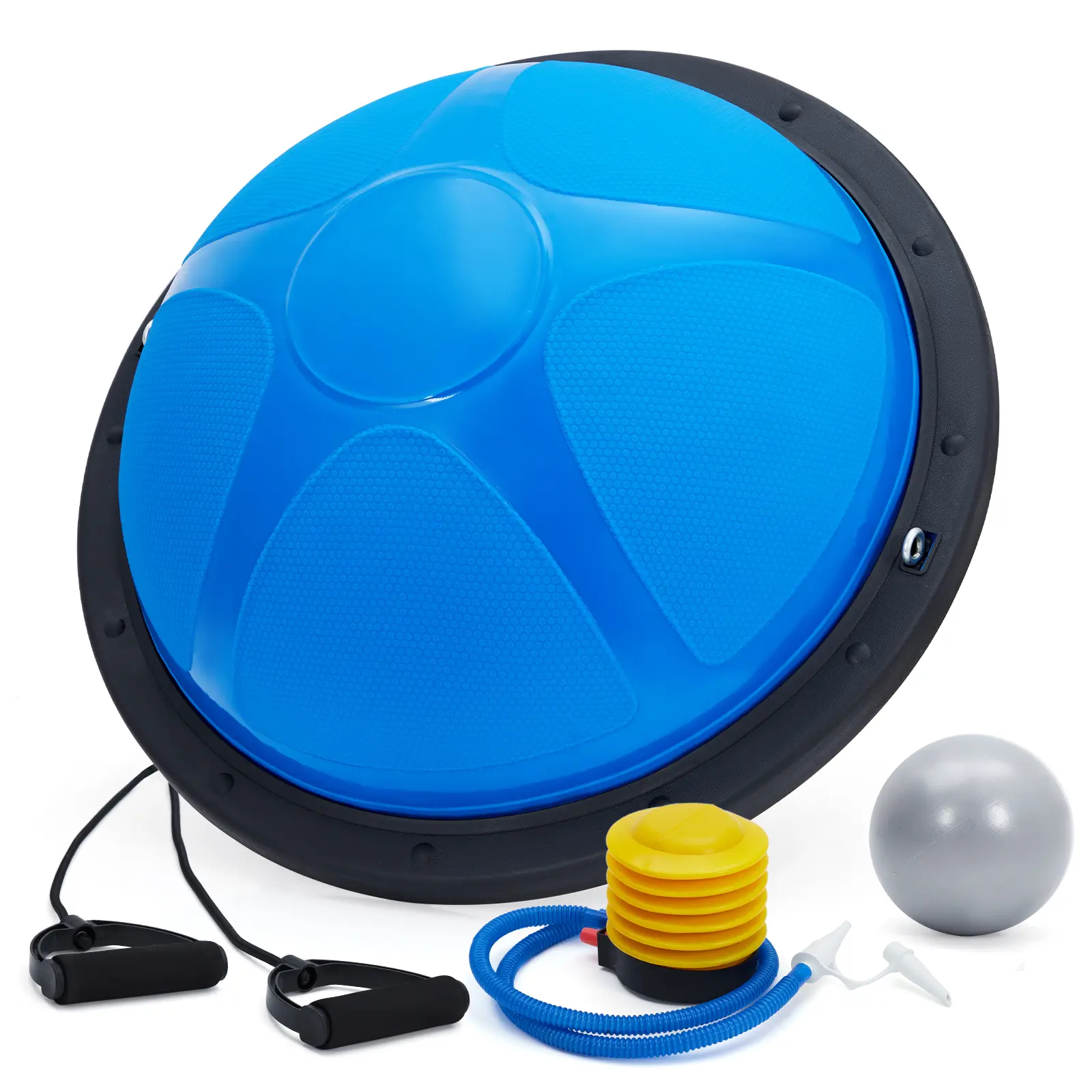 23 Inch Half Balance Ball Trainer Set – 1600lbs Non-Slip Stability, Resistance Bands & Air Pump – Core Strength, Yoga & Pilates Home Gym Equipment