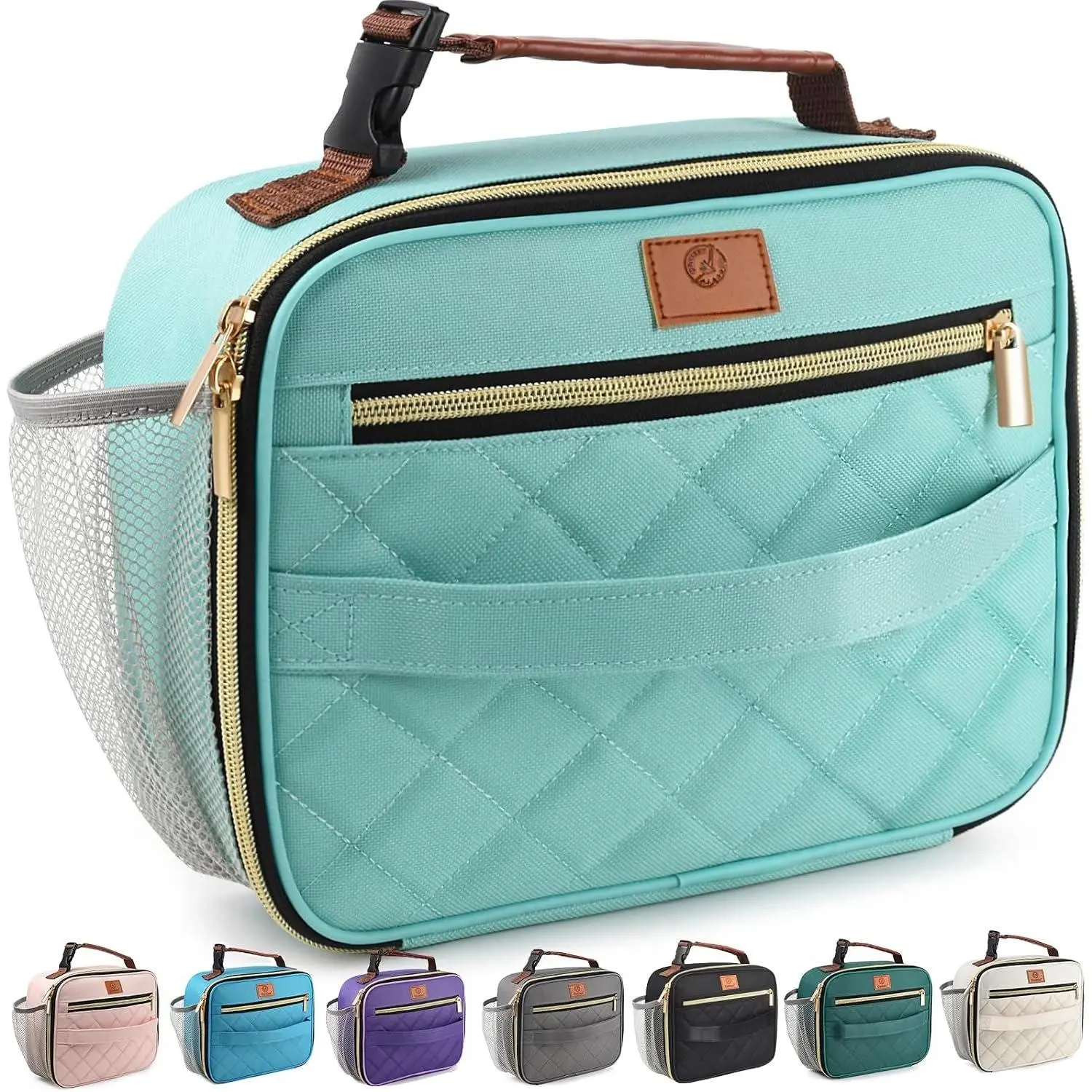 Lunch Box for , Boys - Insulated Small LunchBox , Zip Closure & Buckle Handle, Portable Cooler for Work, School, Travel (Light Green)