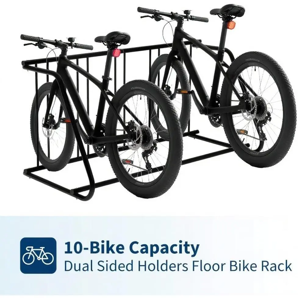 Garvee Heavy-Duty Commercial Bike Rack, Freestanding Steel Floor Stand - Outdoor/Garage Parking Storage - Double-Sided Grid Design, Holds 10 Bikes, for Schools/Stores/Events, Bicycle Rack, Bike Storage Rack, Garage Bike Rack, Outdoor Bike Rack
