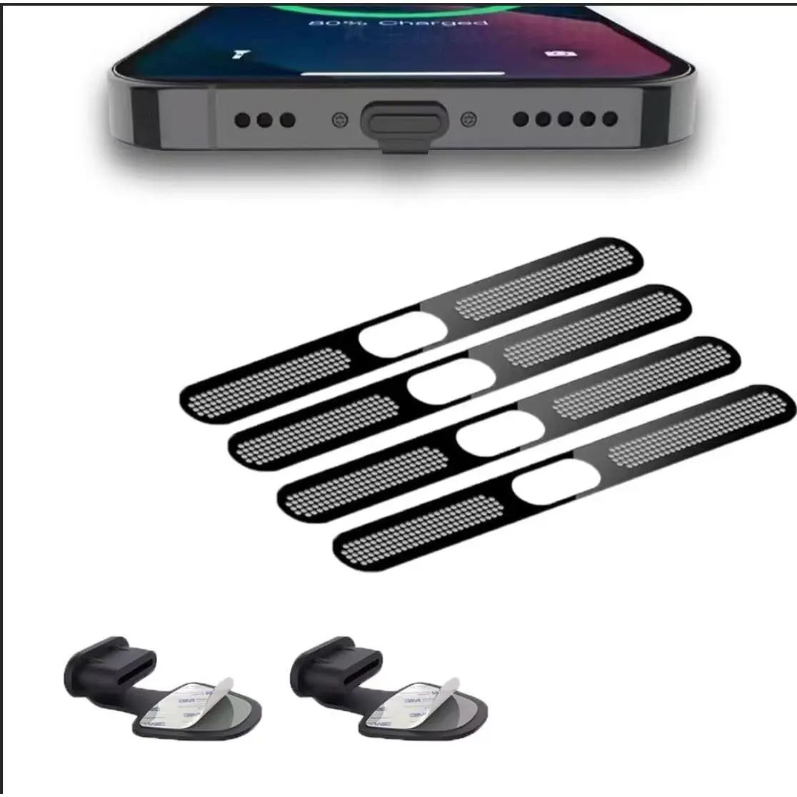Metal Dust Covers & USB C Dust Plugs Bundle for iPhone 16 Series, 4-Pack Smartphone/Cellphone Handheld Devices Accessories, 2-Pack Type C Charging Port Protector Caps with Cleaning Kit