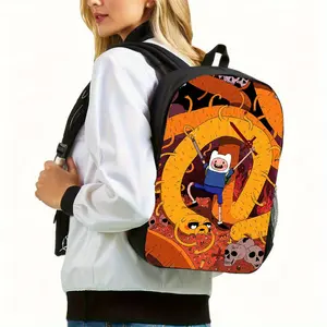 Cute anime character backpack with appliqués and prints, adjustable shoulder strap, lightweight travel bag, zip closure, hand washable, suitable for ages 14 and up (suitable for outings and overnight stays).