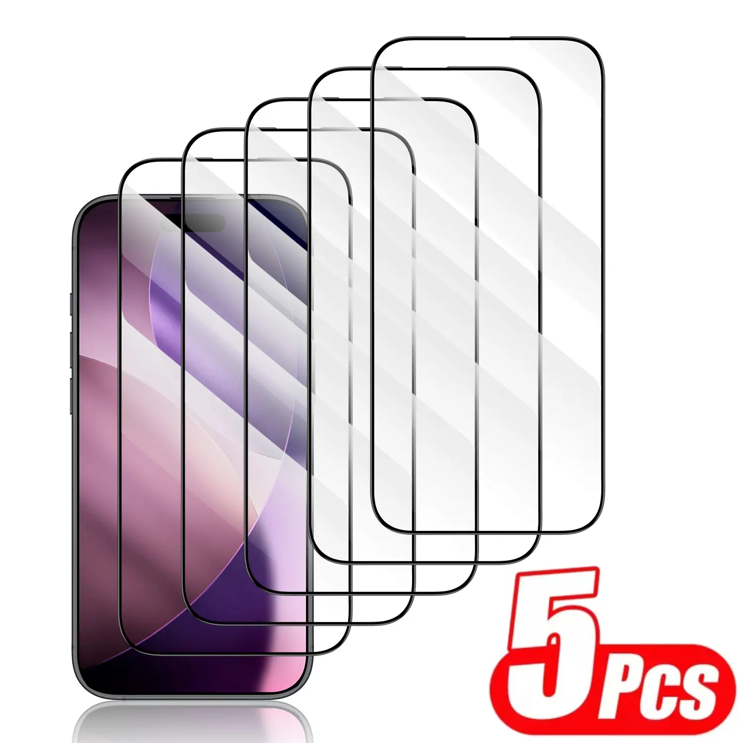 5-piece set of high-definition, shatterproof tempered glass screen protectors, scratch-resistant, dustproof, and easy to apply, suitable for iPhone 17 Pro Max/17 Pro/17 Air, 16 Pro Max/16 Pro/16E, 15 Pro Max/15 Pro/15 Plus/14/13/12/11/Xs Max/Xr.