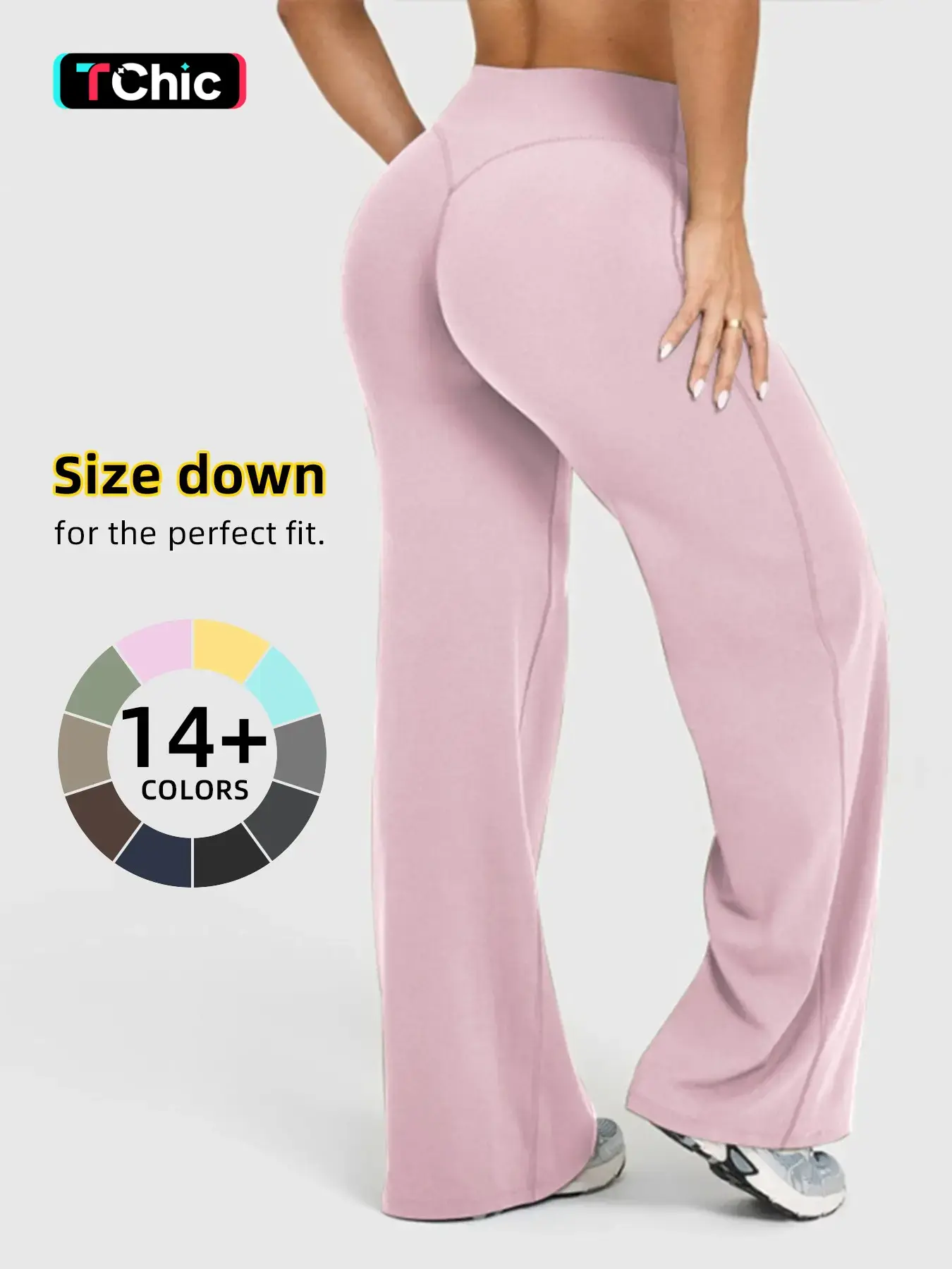 Women's High Waisted Elastic Wide Leg Pants, Loose Straight Fit, Perfect for Yoga and Pilates, Comfortable Daily Wear, Knitted Sports Pants, Comfy Athleisure Pants, Activewear Pants, Activewear Bottoms, Knit Athletic Pants