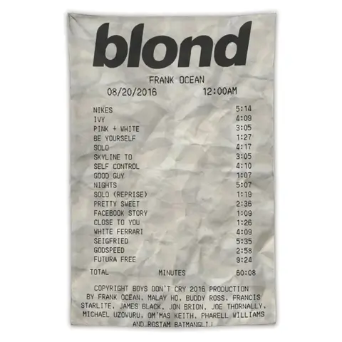 Frank Ocean Blond Flag Art Music Album Tapestry, Signature Print Decorative Polyester Tapestry, Wall Hanging Banner, Room Accessories for Bedroom & College Dorm Decor, White Room Decoration Gift, Wall Decor, Home Wall Hanging, Wall Flag 3*5 flag