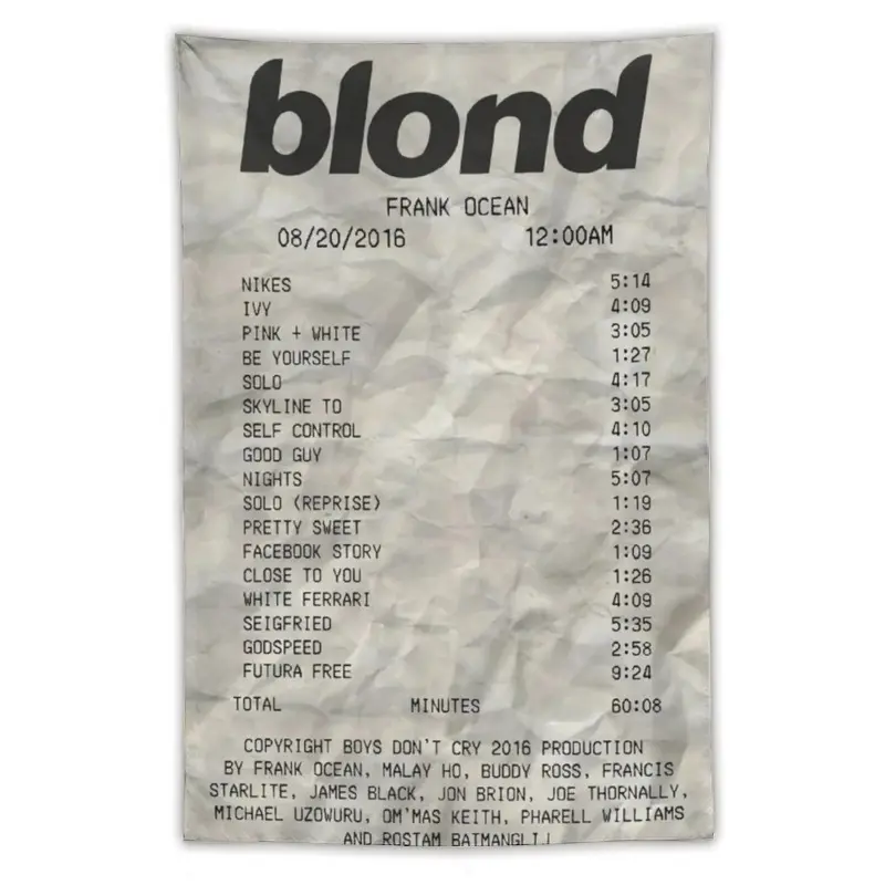 Frank Ocean Blond Flag Art Music Album Tapestry, Signature Print Decorative Polyester Tapestry, Wall Hanging Banner, Room Accessories for Bedroom & College Dorm Decor, White Room Decoration Gift, Wall Decor, Home Wall Hanging, Wall Flag 3*5 flag